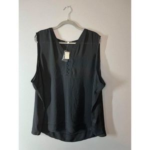 Maurices womens plus size 4xl 4 black sheer dress shirt top tank tee